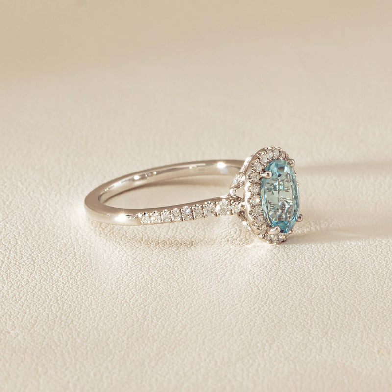18ct White Gold 1.15ct Aquamarine & Diamond Sierra Ring - Ring - Walker & Hall
