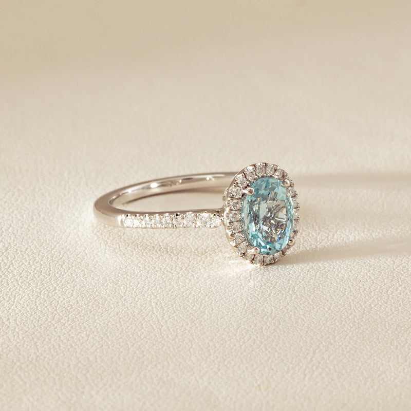 18ct White Gold 1.15ct Aquamarine & Diamond Sierra Ring - Ring - Walker & Hall