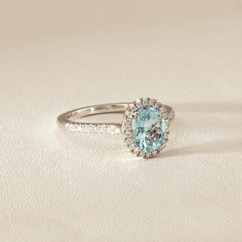 18ct White Gold 1.15ct Aquamarine & Diamond Sierra Ring - Ring - Walker & Hall