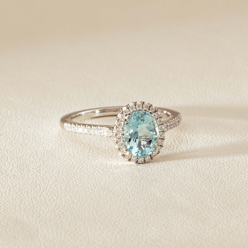 18ct White Gold 1.15ct Aquamarine & Diamond Sierra Ring - Ring - Walker & Hall