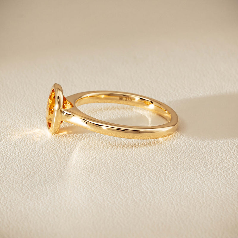 9ct Yellow Gold Yellow Tourmaline Rubover Set Ring - Ring - Walker & Hall
