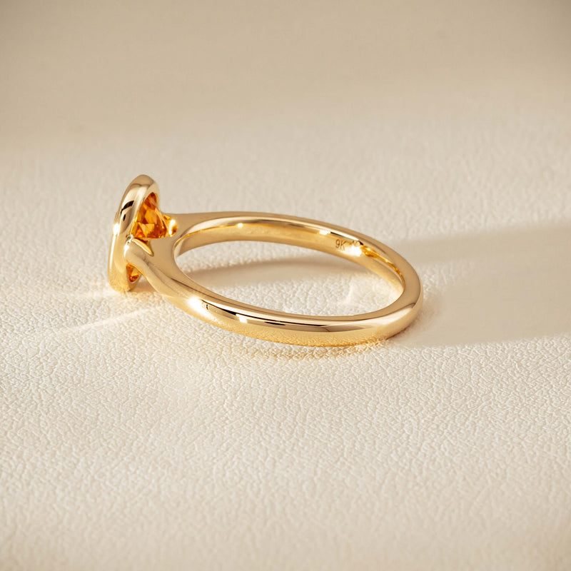 9ct Yellow Gold Yellow Tourmaline Rubover Set Ring - Ring - Walker & Hall