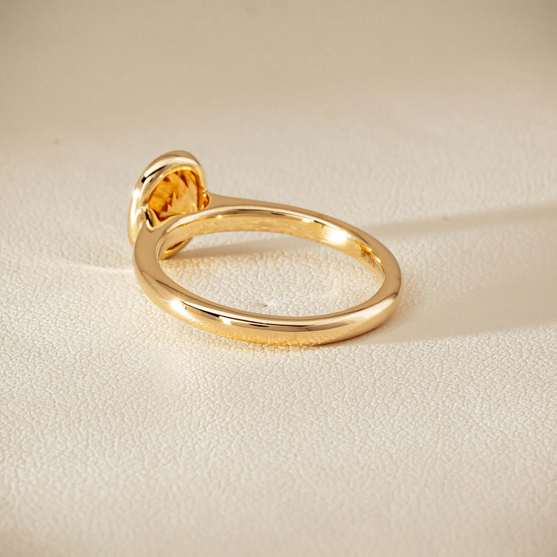 9ct Yellow Gold Yellow Tourmaline Rubover Set Ring - Ring - Walker & Hall