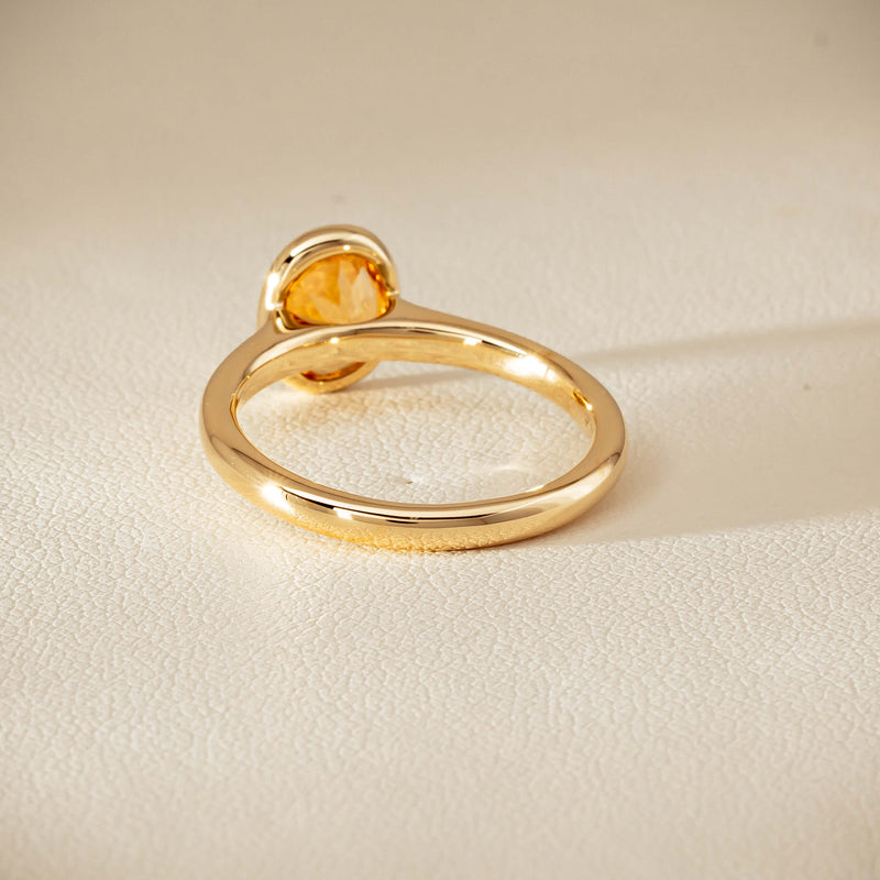 9ct Yellow Gold Yellow Tourmaline Rubover Set Ring - Ring - Walker & Hall