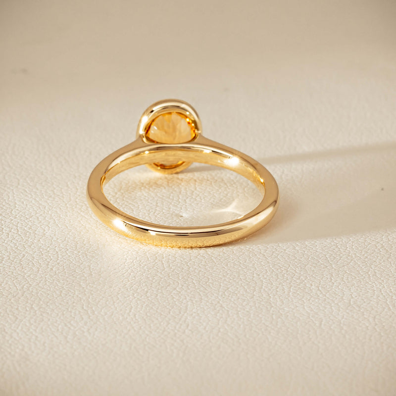 9ct Yellow Gold Yellow Tourmaline Rubover Set Ring - Ring - Walker & Hall
