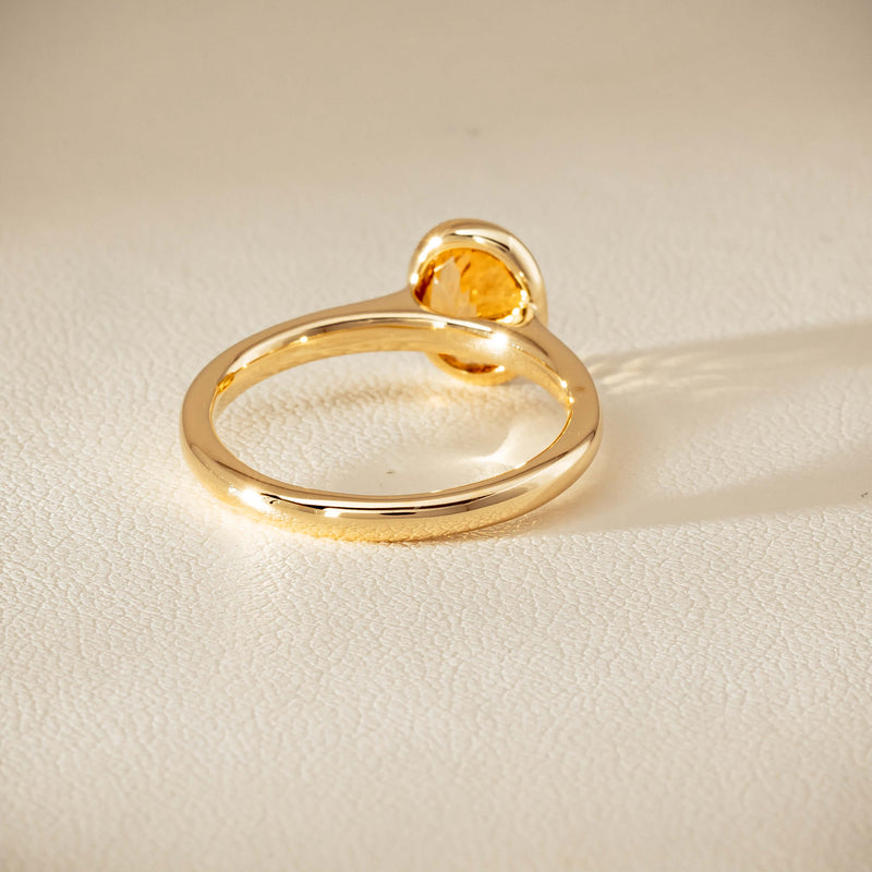 9ct Yellow Gold Yellow Tourmaline Rubover Set Ring - Ring - Walker & Hall