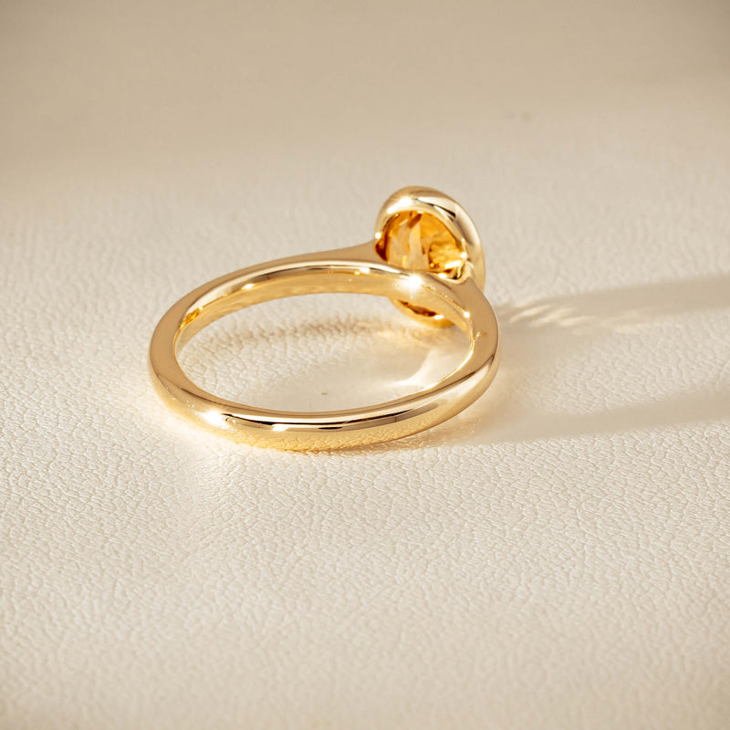 9ct Yellow Gold Yellow Tourmaline Rubover Set Ring - Ring - Walker & Hall