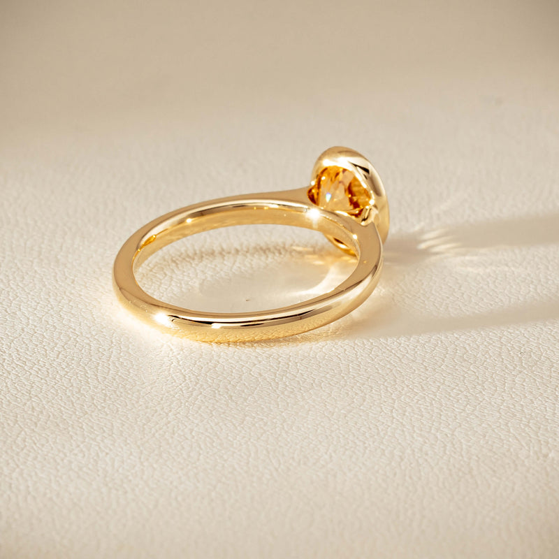 9ct Yellow Gold Yellow Tourmaline Rubover Set Ring - Ring - Walker & Hall