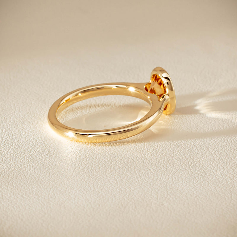 9ct Yellow Gold Yellow Tourmaline Rubover Set Ring - Ring - Walker & Hall