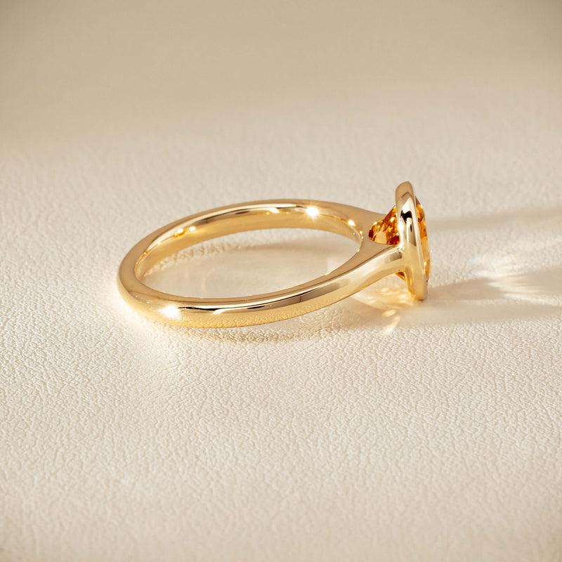 9ct Yellow Gold Yellow Tourmaline Rubover Set Ring - Ring - Walker & Hall