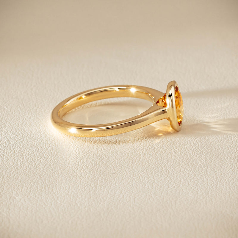 9ct Yellow Gold Yellow Tourmaline Rubover Set Ring - Ring - Walker & Hall