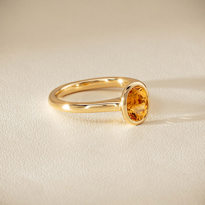 9ct Yellow Gold Yellow Tourmaline Rubover Set Ring - Ring - Walker & Hall