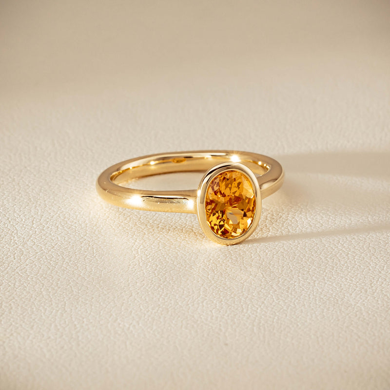 9ct Yellow Gold Yellow Tourmaline Rubover Set Ring - Ring - Walker & Hall