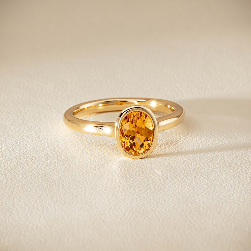 9ct Yellow Gold Yellow Tourmaline Rubover Set Ring - Ring - Walker & Hall