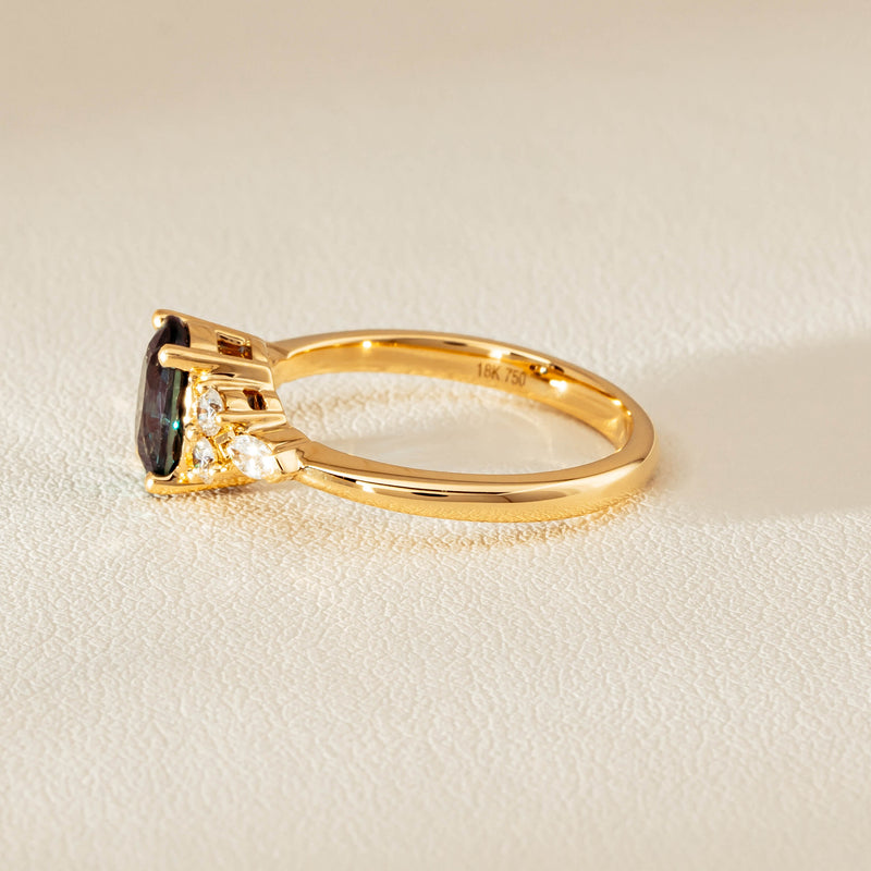 18ct Yellow Gold 1.66ct Teal Sapphire & Diamond Oriana Ring - Ring - Walker & Hall