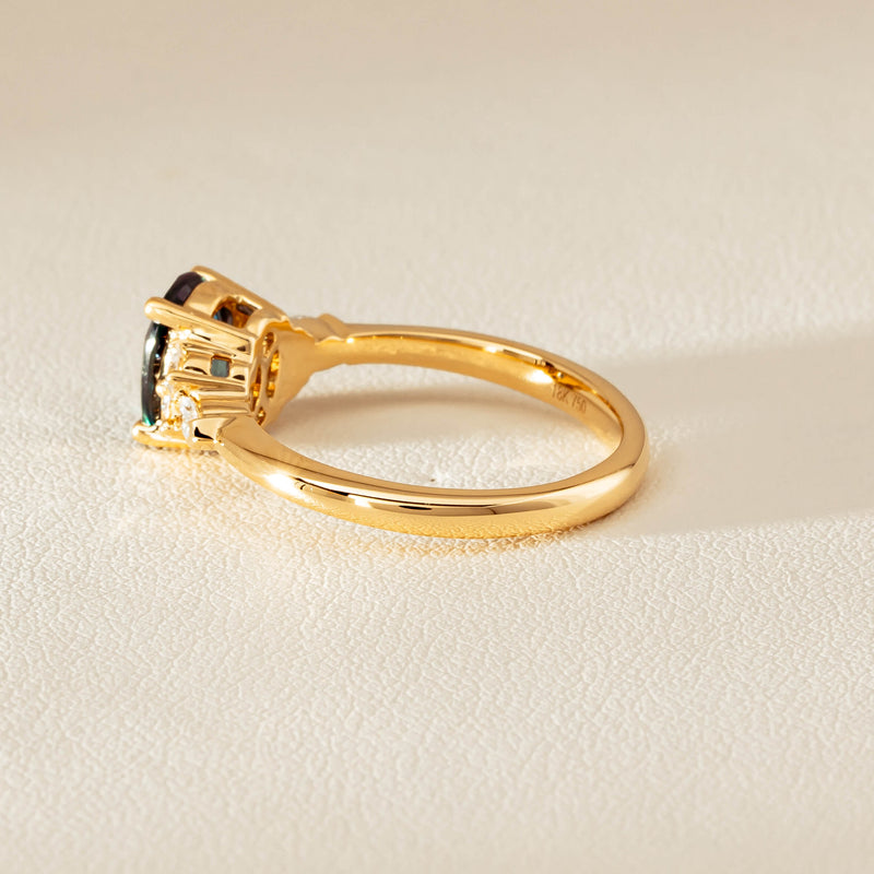 18ct Yellow Gold 1.66ct Teal Sapphire & Diamond Oriana Ring - Ring - Walker & Hall