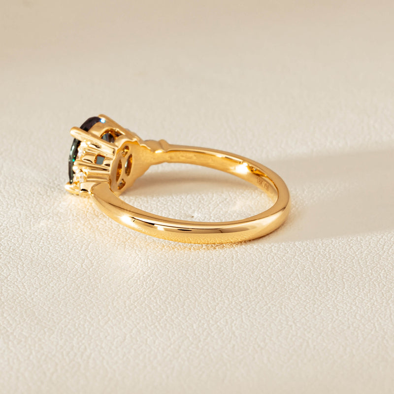 18ct Yellow Gold 1.66ct Teal Sapphire & Diamond Oriana Ring - Ring - Walker & Hall