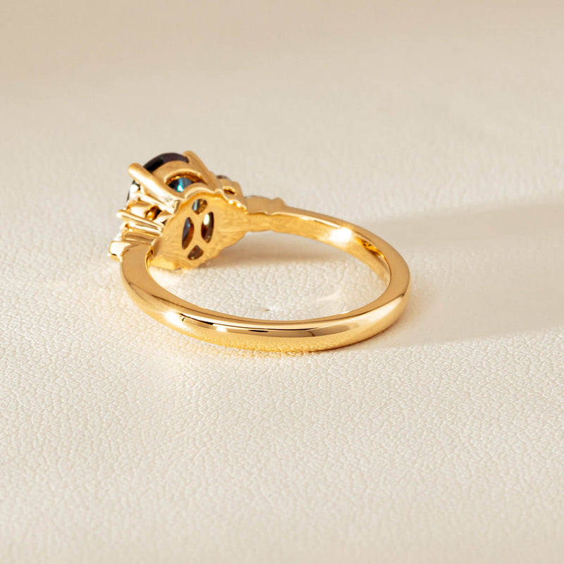 18ct Yellow Gold 1.66ct Teal Sapphire & Diamond Oriana Ring - Ring - Walker & Hall