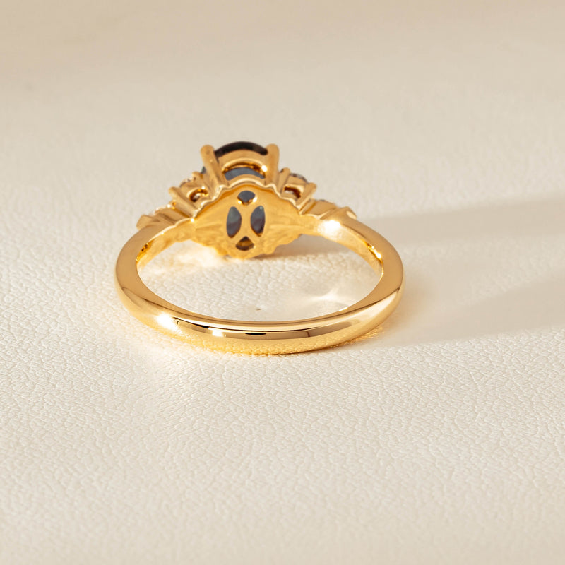 18ct Yellow Gold 1.66ct Teal Sapphire & Diamond Oriana Ring - Ring - Walker & Hall