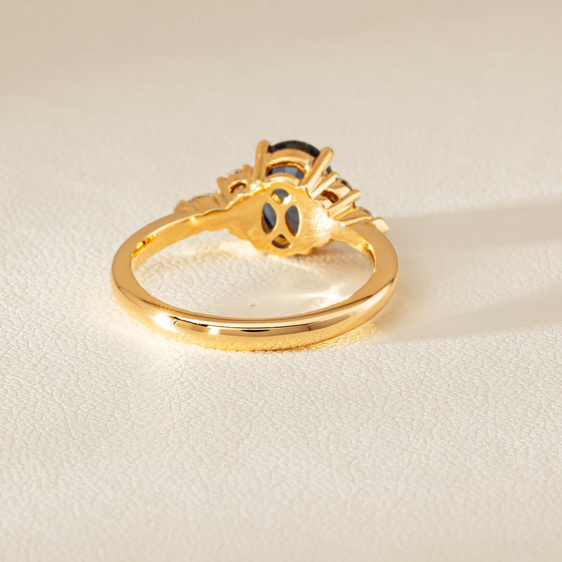 18ct Yellow Gold 1.66ct Teal Sapphire & Diamond Oriana Ring - Ring - Walker & Hall