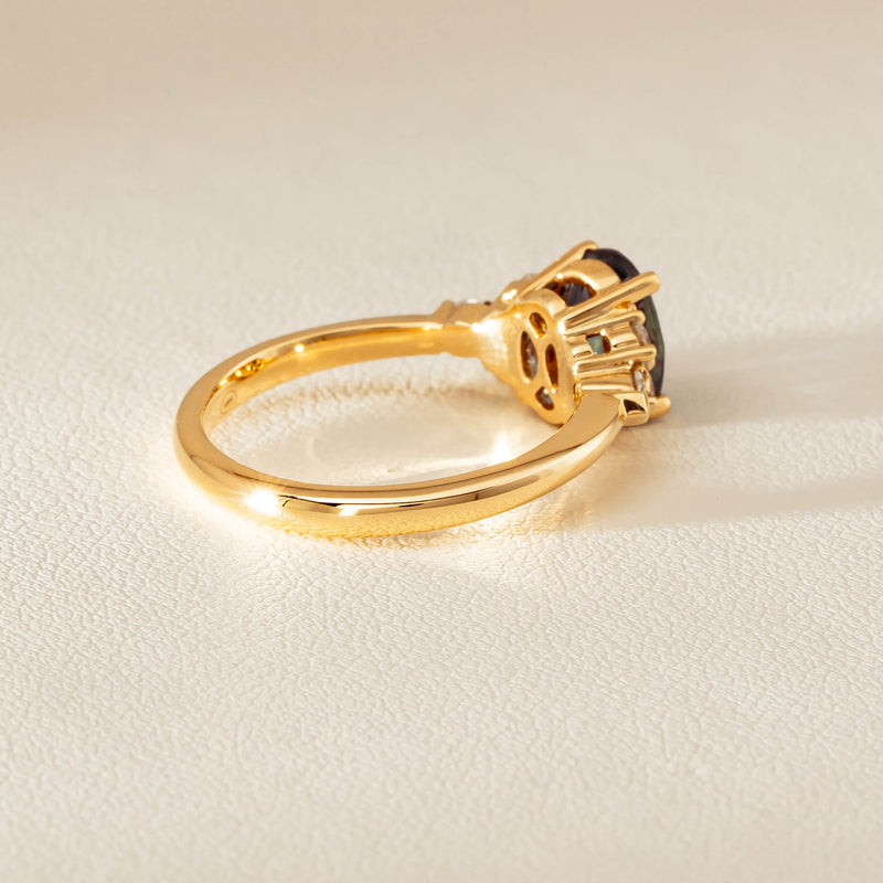 18ct Yellow Gold 1.66ct Teal Sapphire & Diamond Oriana Ring - Ring - Walker & Hall