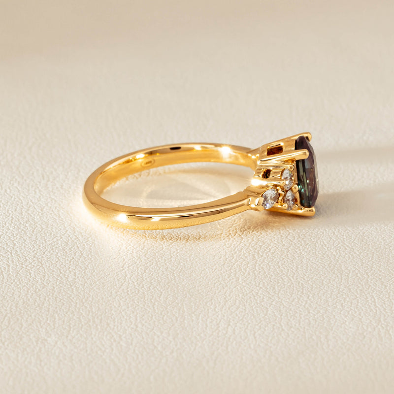 18ct Yellow Gold 1.66ct Teal Sapphire & Diamond Oriana Ring - Ring - Walker & Hall