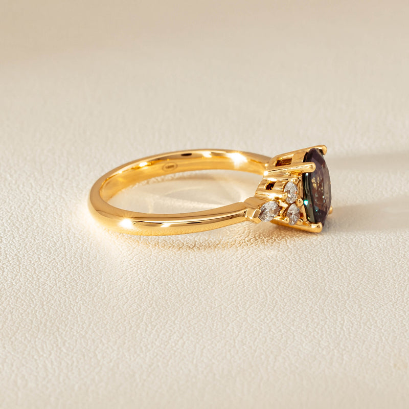 18ct Yellow Gold 1.66ct Teal Sapphire & Diamond Oriana Ring - Ring - Walker & Hall