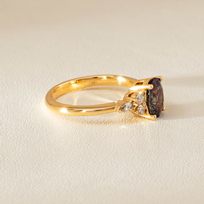 18ct Yellow Gold 1.66ct Teal Sapphire & Diamond Oriana Ring - Ring - Walker & Hall
