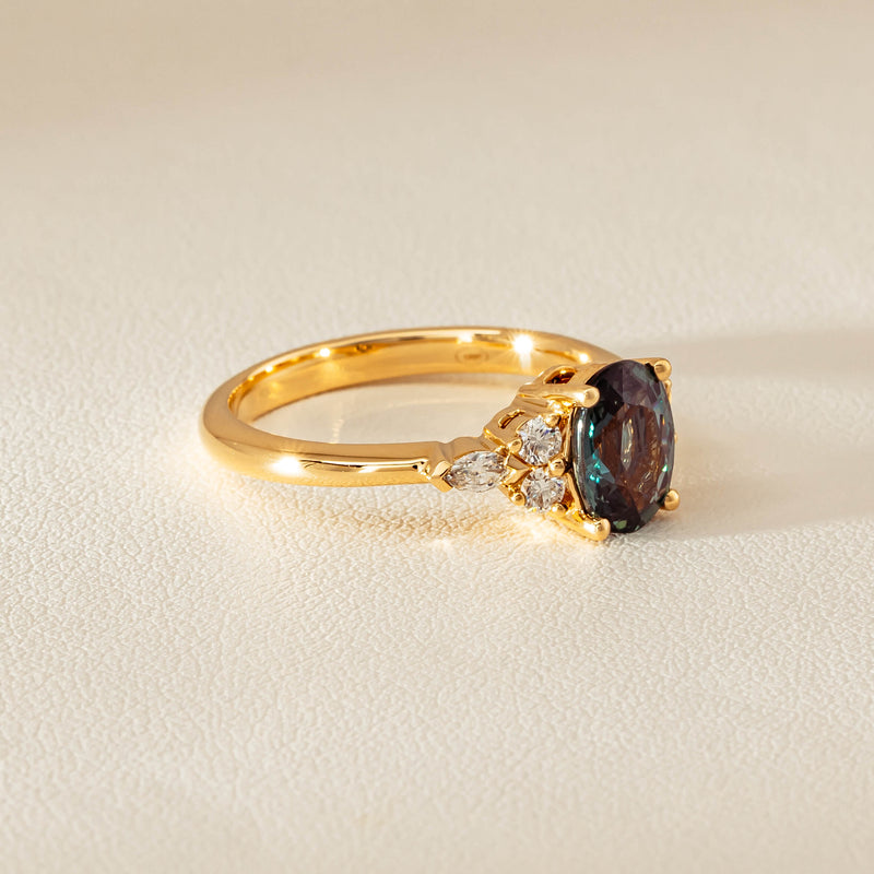 18ct Yellow Gold 1.66ct Teal Sapphire & Diamond Oriana Ring - Ring - Walker & Hall