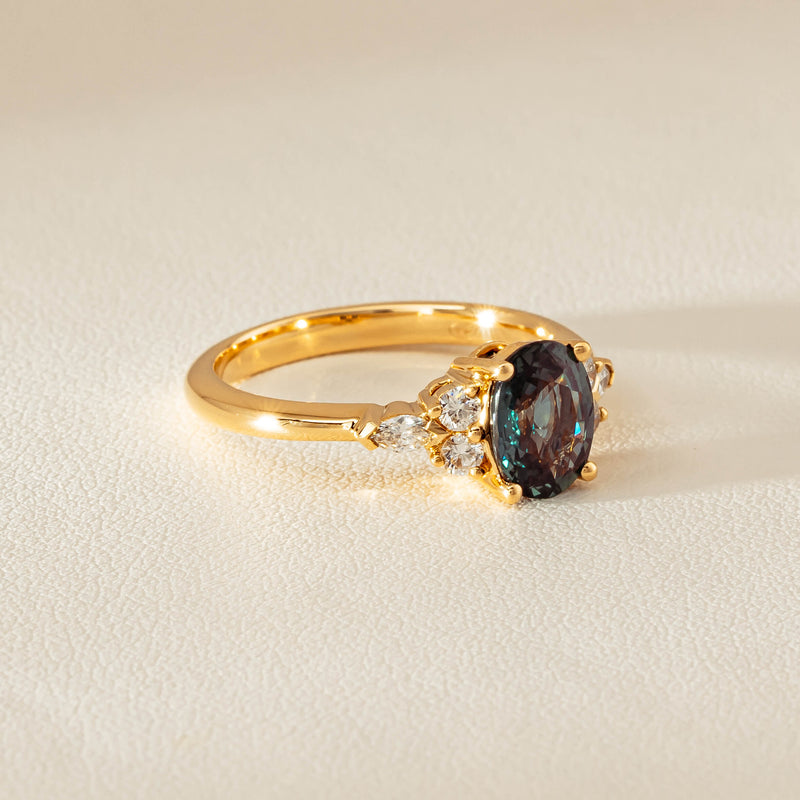 18ct Yellow Gold 1.66ct Teal Sapphire & Diamond Oriana Ring - Ring - Walker & Hall