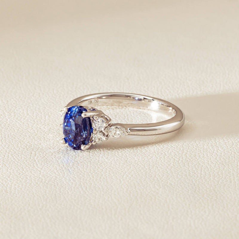 18ct White Gold 2.10ct Sapphire & Diamond Oriana Ring - Ring - Walker & Hall