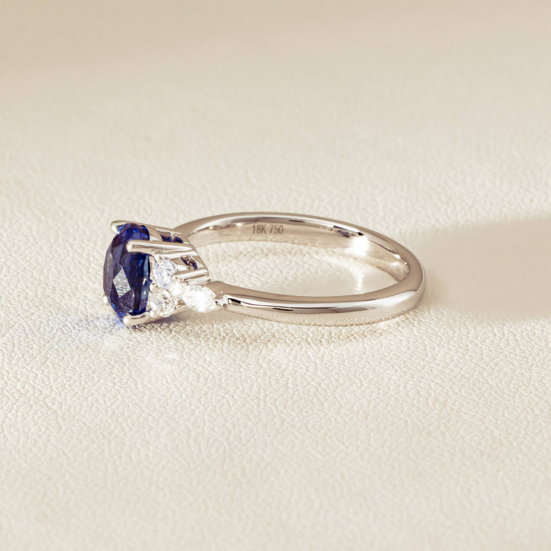 18ct White Gold 2.10ct Sapphire & Diamond Oriana Ring - Ring - Walker & Hall