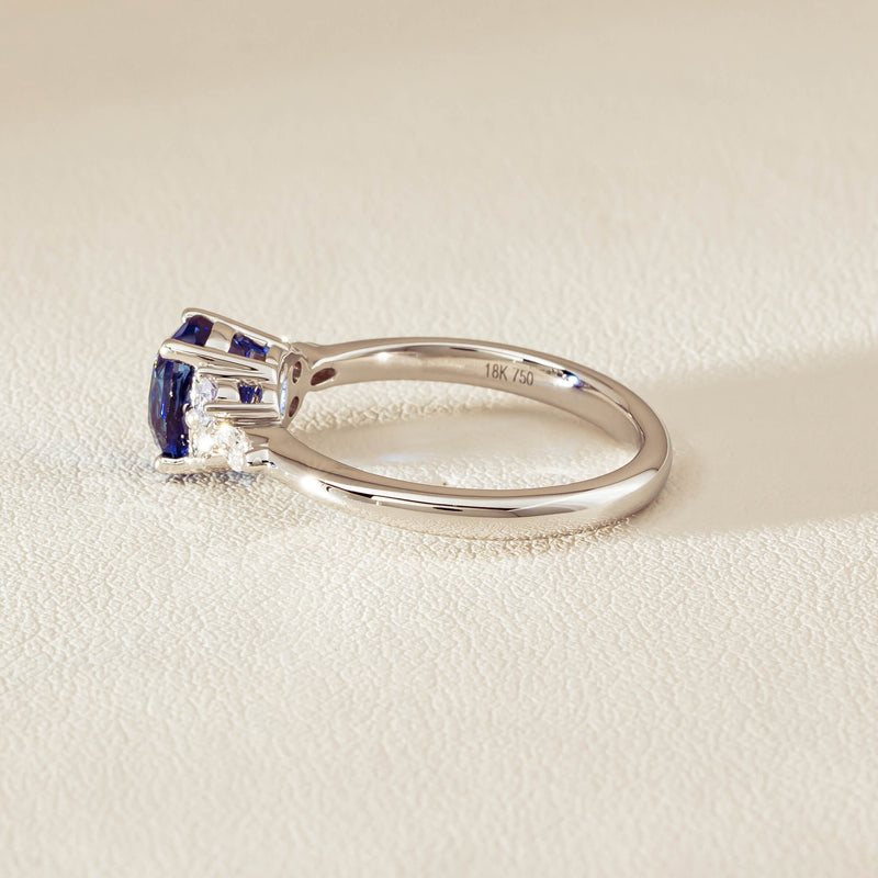 18ct White Gold 2.10ct Sapphire & Diamond Oriana Ring - Ring - Walker & Hall