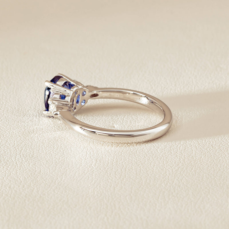 18ct White Gold 2.10ct Sapphire & Diamond Oriana Ring - Ring - Walker & Hall