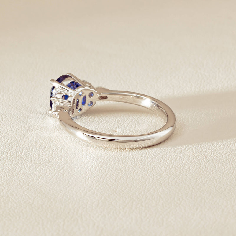 18ct White Gold 2.10ct Sapphire & Diamond Oriana Ring - Ring - Walker & Hall