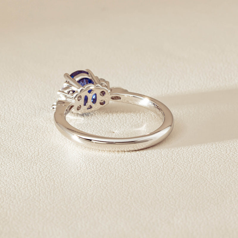 18ct White Gold 2.10ct Sapphire & Diamond Oriana Ring - Ring - Walker & Hall