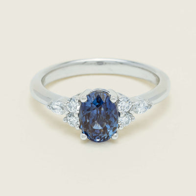 18ct White Gold 2.10ct Sapphire & Diamond Oriana Ring - Ring - Walker & Hall