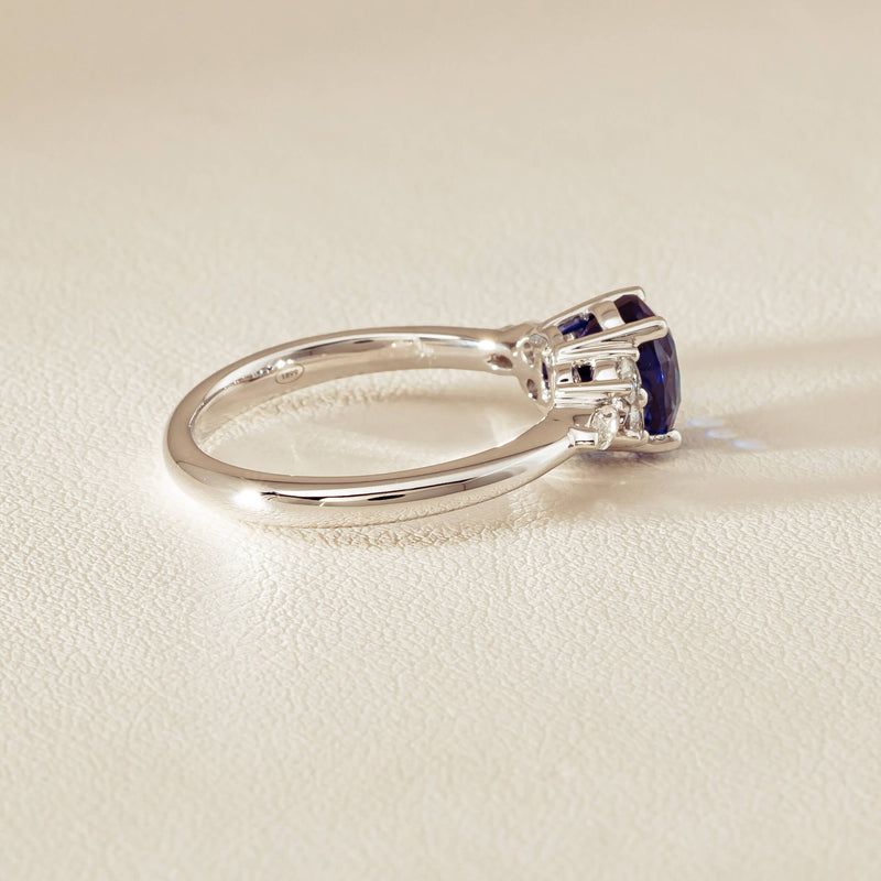 18ct White Gold 2.10ct Sapphire & Diamond Oriana Ring - Ring - Walker & Hall