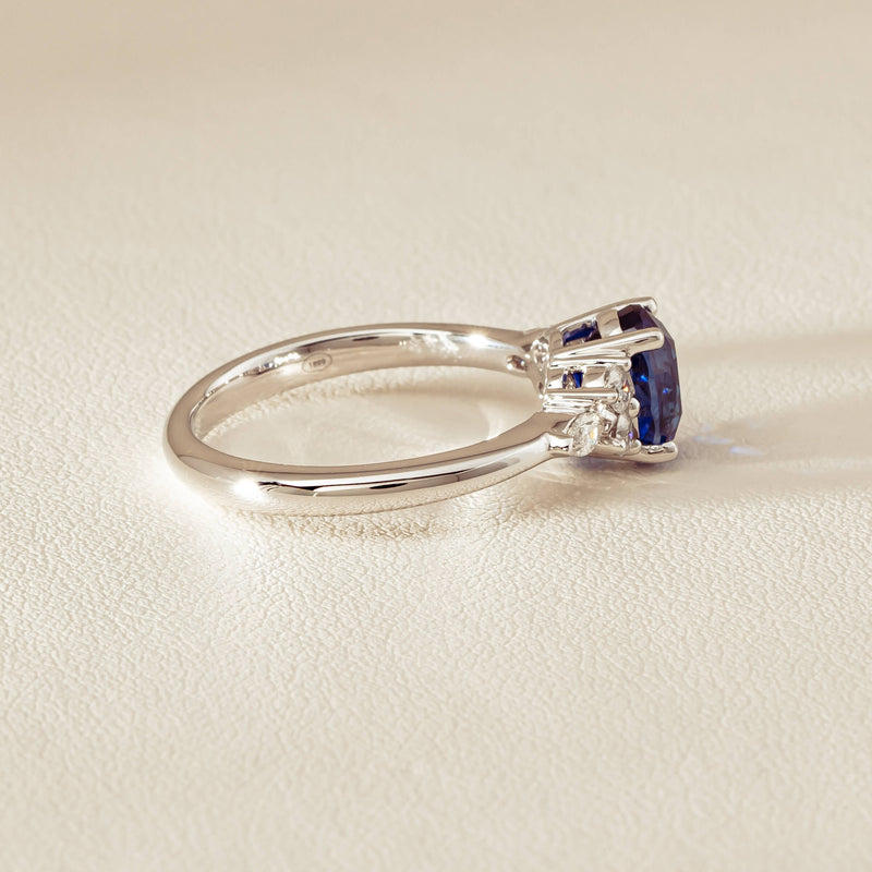 18ct White Gold 2.10ct Sapphire & Diamond Oriana Ring - Ring - Walker & Hall