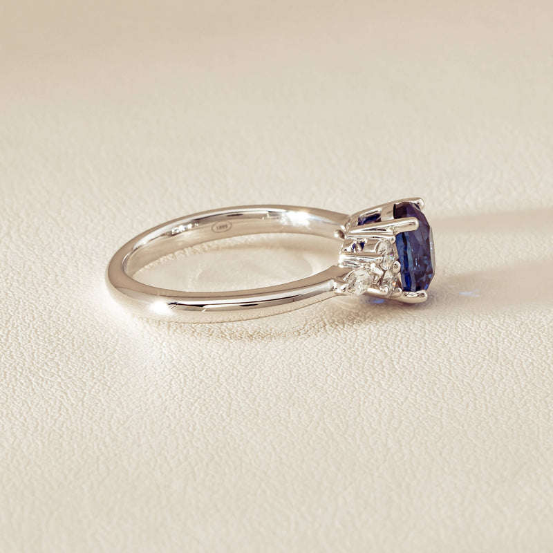 18ct White Gold 2.10ct Sapphire & Diamond Oriana Ring - Ring - Walker & Hall