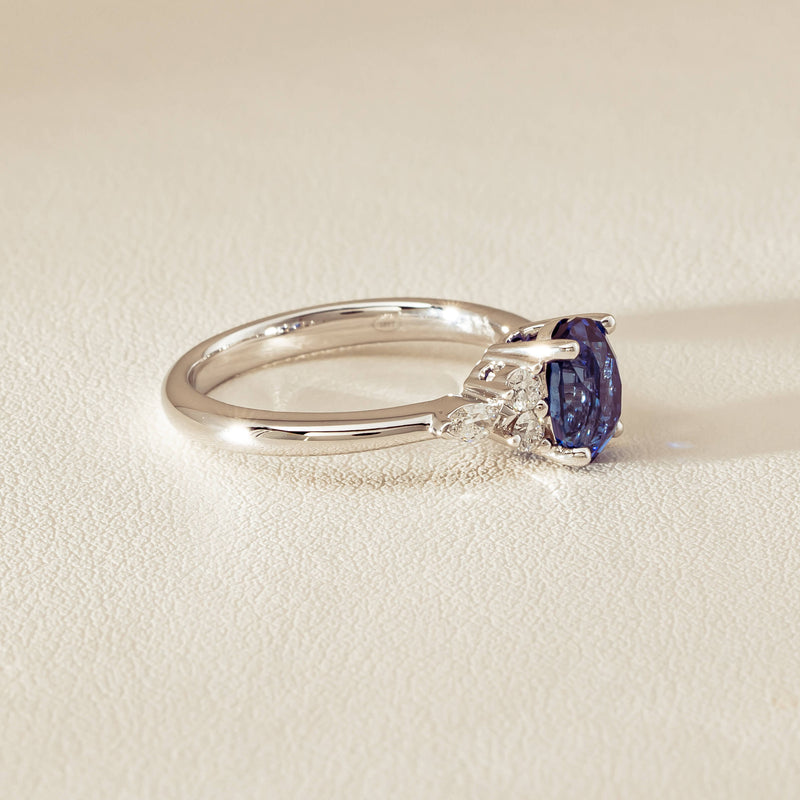 18ct White Gold 2.10ct Sapphire & Diamond Oriana Ring - Ring - Walker & Hall