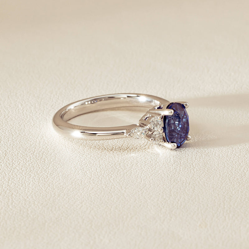 18ct White Gold 2.10ct Sapphire & Diamond Oriana Ring - Ring - Walker & Hall