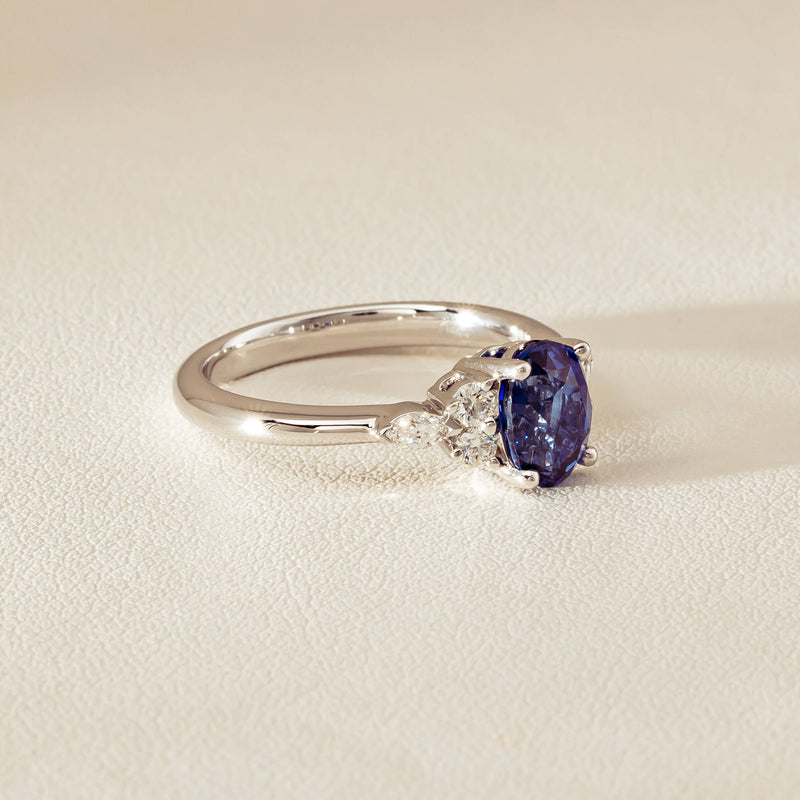 18ct White Gold 2.10ct Sapphire & Diamond Oriana Ring - Ring - Walker & Hall