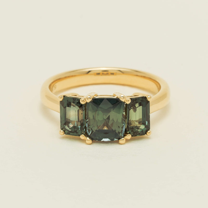 18ct Yellow Gold 3.69ct Green Sapphire Odyssey Ring