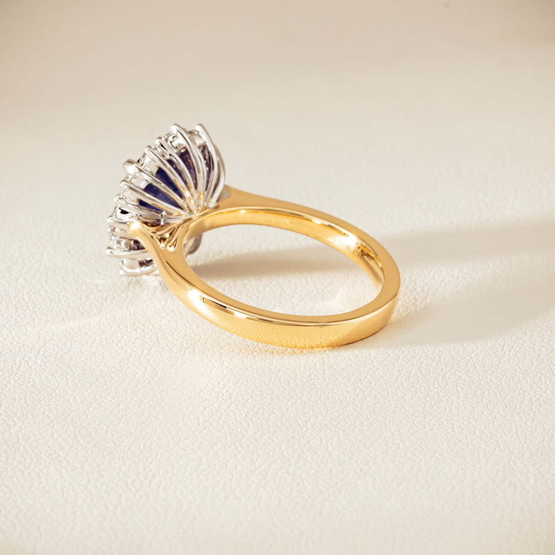 18ct Yellow Gold 3.72ct Sapphire & Diamond Belle Ring - Ring - Walker & Hall