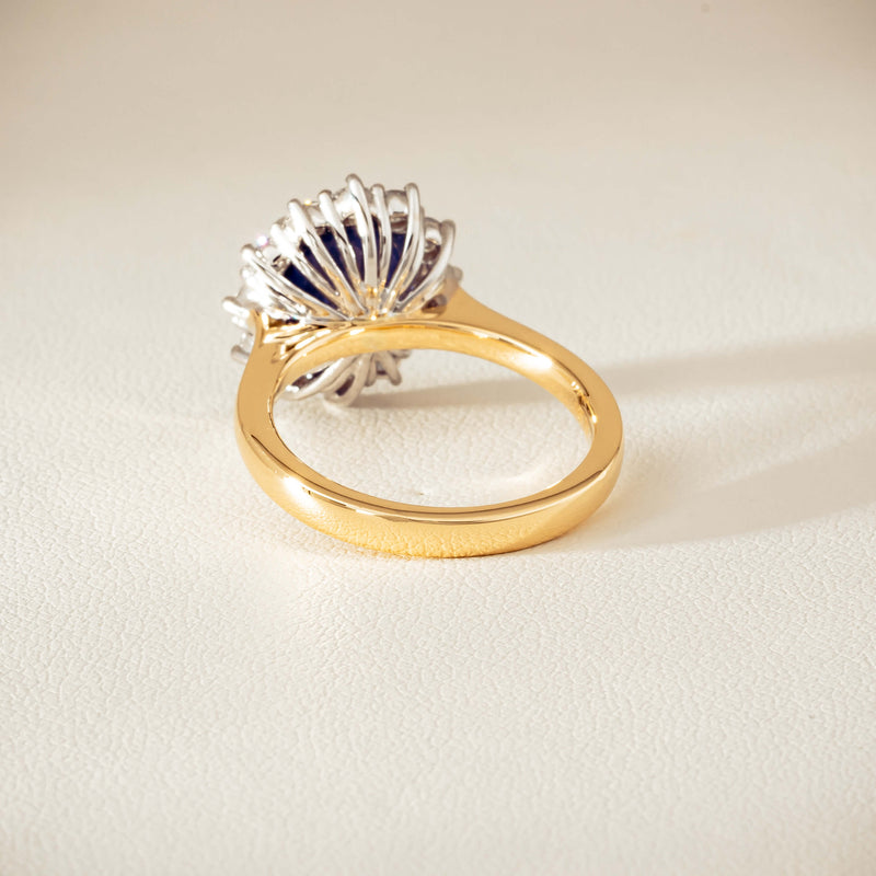 18ct Yellow Gold 3.72ct Sapphire & Diamond Belle Ring - Ring - Walker & Hall