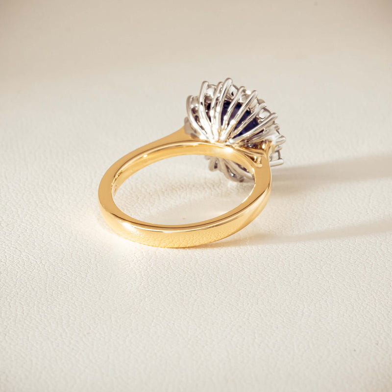 18ct Yellow Gold 3.72ct Sapphire & Diamond Belle Ring - Ring - Walker & Hall