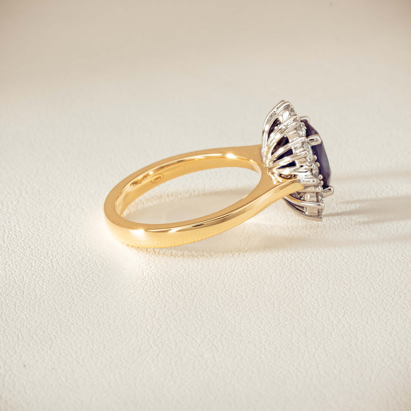 18ct Yellow Gold 3.72ct Sapphire & Diamond Belle Ring - Ring - Walker & Hall
