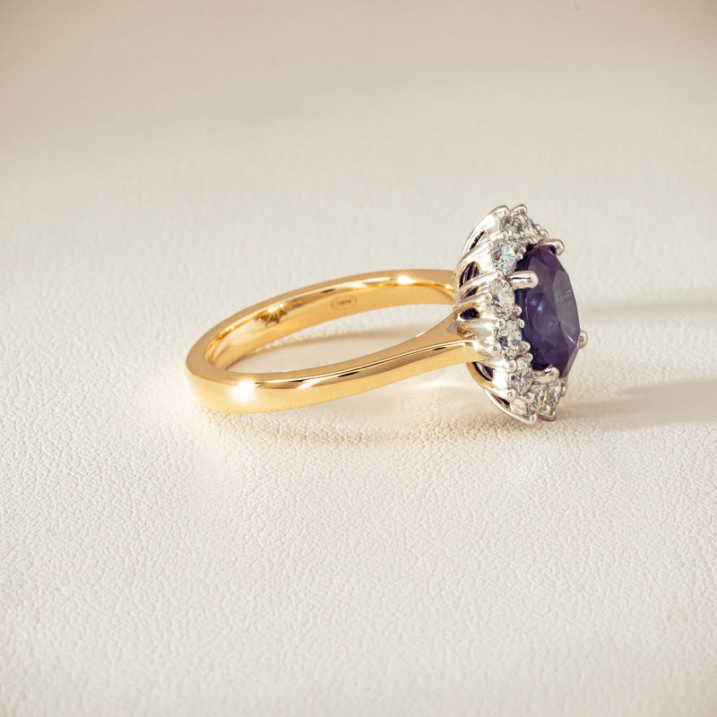 18ct Yellow Gold 3.72ct Sapphire & Diamond Belle Ring - Ring - Walker & Hall