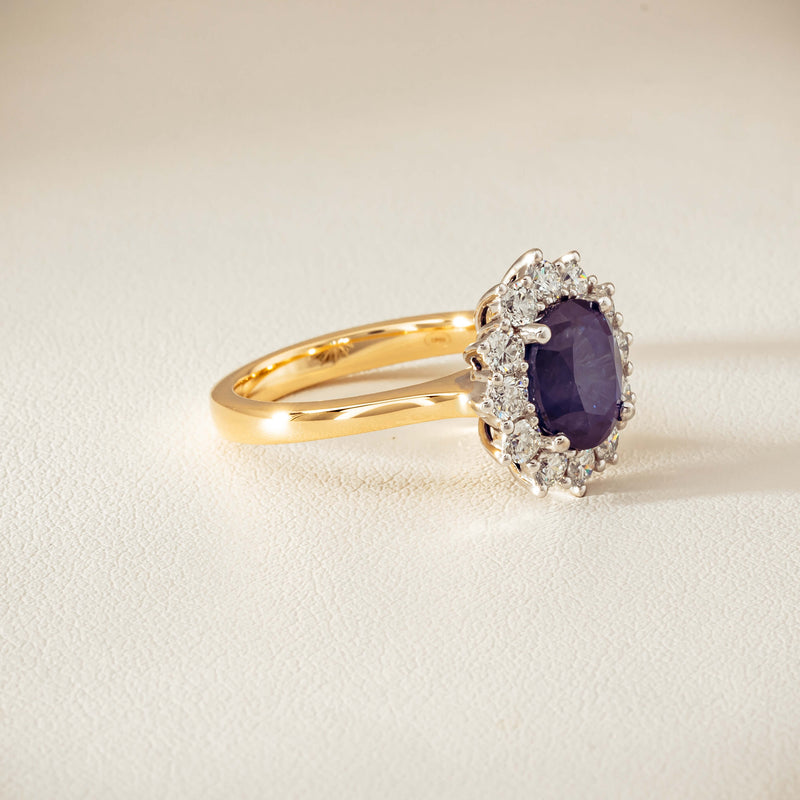 18ct Yellow Gold 3.72ct Sapphire & Diamond Belle Ring - Ring - Walker & Hall